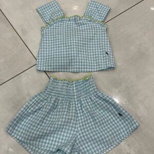 BOBO CHOSES BLUE AND GREEN PLAID SET - TANK TOP AND SHORTS